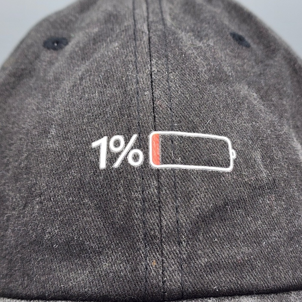 Low Battery 1% Low Energy Baseball Cap Gray/Black US Seller Stylish Statement - Picture 2 of 8